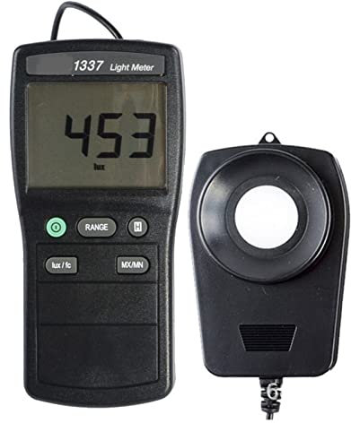 KONGMM Luxómetro Portátil, 1337 Fotómetro Medidor de iluminancia Digital 2000 FC Fotómetro Detector de Brillo para Interiores y Exteriores(1)