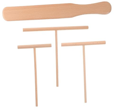 Holibanna High Durability Cooking Wooden Rake for Crepes Cake Smoother Spatula Set Effortless Flipping Mixing