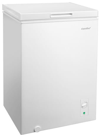 COMFEE' RCC102WH2EU(E) Congélateur coffre autonome 99L, conversion congélateur/réfrigérateur, compresseur inverter, classe 4 étoiles, pour dépendances/garages, blanc [Classe E]
