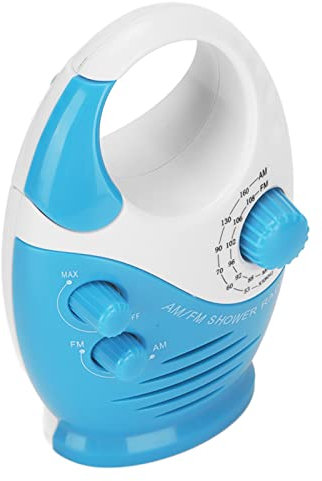 Radio AM FM Haut-parleur de douche portable avec poignée supérieure pour salle de bain et chambre à coucher Matériau ABS Bleu