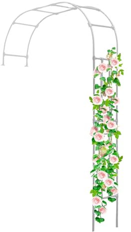 Enrejado de arco de jardín de metal para rosas, duradero, resistente al óxido, medio arco de boda, soporte para plantas, elegante pabellón de rosas para jardines, enrejado decorativo de pared