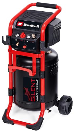 Einhell Silent Compressor 1650W, Max. 10 Bar, 50L Tank, 270 L/M Intake Capacity, 70 dB Whisper Quiet Compressor, 2 Pressure Gauges, Pressure Reducer, Oil-Free TE-AC 270/50