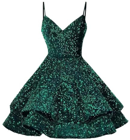 Duohropke Vestido de fiesta para mujer, elegante, línea A, vestido de lentejuelas, cintura alta, vestido de cóctel, mini vestido de cóctel, vestido de cuello en V profundo, sin mangas, vestido de