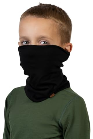 menique Écharpe tubulaire pour enfant - 100 % laine mérinos - Multifonction - Cache-cou - Coupe-vent - Respirant - Pour garçons et filles - Ski - Sport