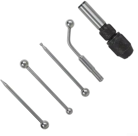 Filteilect Kit d'outils de repérage central 5 pièces pour machines-outils avec oscillateur, mandrin oscillant, pointe d'aiguille, boule et disque, support d'indicateur décalé pour fraiseuses