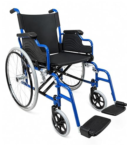 ALMA Power 1.1 Silla de Ruedas Manual, Plegable con Aros de Propulsión, Reposabrazos Abatible, Frenos de Mano, Ruedas Traseras Grandes