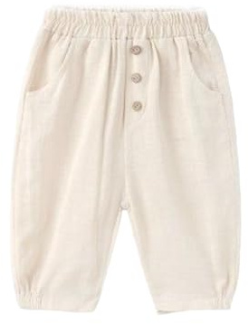 Mjjsk Barn haremsbyxor flickor pojkar vardaglig elastisk midja andningsbara joggingbyxor småbarn lätta sommarbyxor komfort skolbyxor, BEIgE, 5-6 År