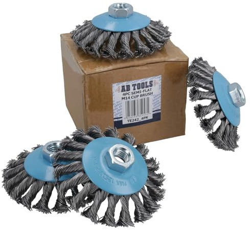 AB Tools 4 PACK Twist Knot Wire Brush / Wheel 115mm for Angle Grinder TE242