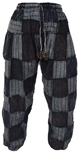 Gheri Cotton Men's Patch Genie Casual Lounge Trousers Black Stonewashed LXL