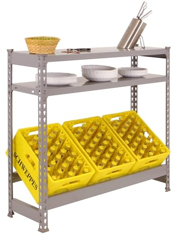 Simon Rack Estantería Cajas de Bebidas, 2 Cajas, 1000x1000x300 mm, 3 Alturas, 100 kg de Punto Flexión, Estantería para Bebidas, Gris - Simonbottle