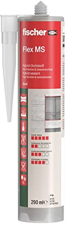 fischer 558830 Flex Hybrid Adhesive and Sealant, Kitchen & Bathroom Sealant, White, 290ml