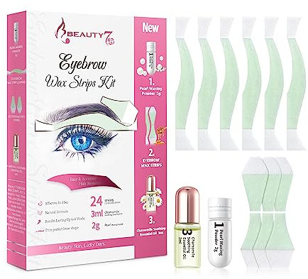 Beauty7 Strisce di cera per sopracciglia, strisce di cera fredda, strisce depilatorie, precise e veloci, per tutte le sopracciglia