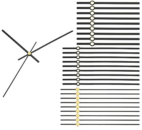 PATIKIL Reloj Manecillas Kit, 10 Juego Reloj Manecillas Kits Reloj Mecanismo Movimiento Aluminio Pared Reloj Manecillas Piezas Reemplazo para Pared Reloj Reparación Bricolaje, Negro, A08