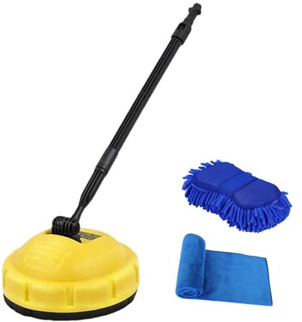 Limpiador de Superficies con Lavadora presión, Limpiador de Superficies con Mango Largo, máquina de Limpieza de Patios con 2 Toallas para aceras Exteriores, terrazas y áreas Planas