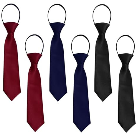 FUIPVGI 6 Stück Kinderkrawatte,3 Farben Krawatte,Elastische Krawatte,Vorgebunden Elastischer Gummizug,Schulkrawatte für Jungen und Mädchen Hochzeit Abschlussfeier Schuluniform Kinderauftritt(6 Stück)