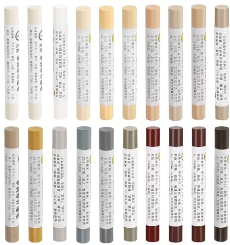sourcing map Kit de 20 crayons de cire pour réparation de meubles – Bâton de remplissage de bois, marqueurs de retouche de meubles – pour rayures, trous, tables, bureaux, revêtements de sol en bois,