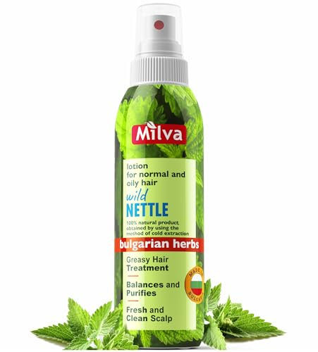 Milva Hair Tonic with Nettle Extract - Sebum Control Lotion for Oily Hair & Roots - Greasy Hair Care Solution for Men & Women - Nourishing Scalp Tonic - 200 ml Hair Thickening Spray - Reduce Hair Loss