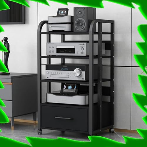 ZIUSFAC Armoire AV 2/3/4 Couches Audio/Vidéo De Centre De Divertissement Etagère Support AV Media Mobile Meuble Multimédia Meuble Chaine HiFi Media Stand pour Salon/Bureau(Round,4 Tier-50x40x100cm)