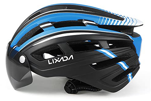 LIXADA Casque de vélo de Montagne, Casque de Moto avec rétroéclairage, visière magnétique Amovible, Protection UV pour Hommes et Femmes