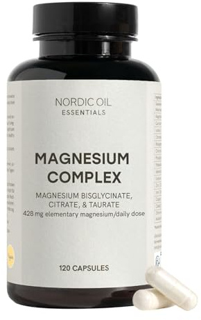 Magnesium Kapseln mit 428 mg pro Tag | 120 vegane Kapseln | Reiner Komplex aus Magnesiumbisglycinat, citrat & -taurat | hohe Bioverfügbarkeit & optimale Aufnahme | Laborgeprüft | Nordic Oil