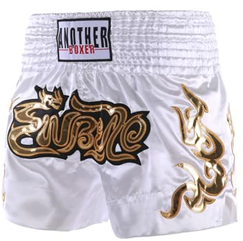 inhzoy Kinder Boxing Shorts Thaibox Muay Thai Hose Kickboxen MMA Elastische Sport Kurze Hose Kampfsport Trainingshose A Weiß 128-152