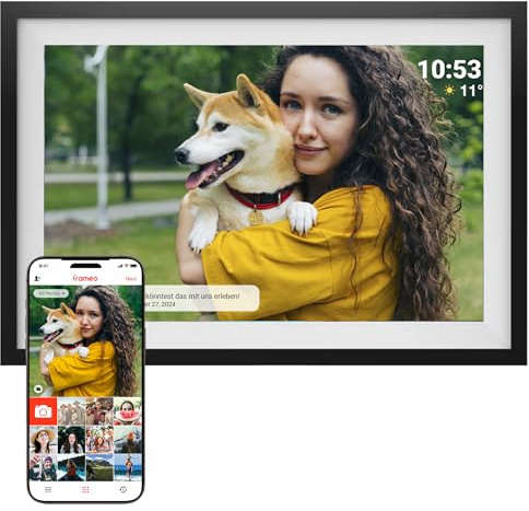 Denver PFF-1516 Cornice Digitale WiFi - Schermo IPS Full HD 15,6 Pollici Touch - Software FRAMEO Integrato - Condivisione Wireless - Memoria 16 GB - Funzione Timer
