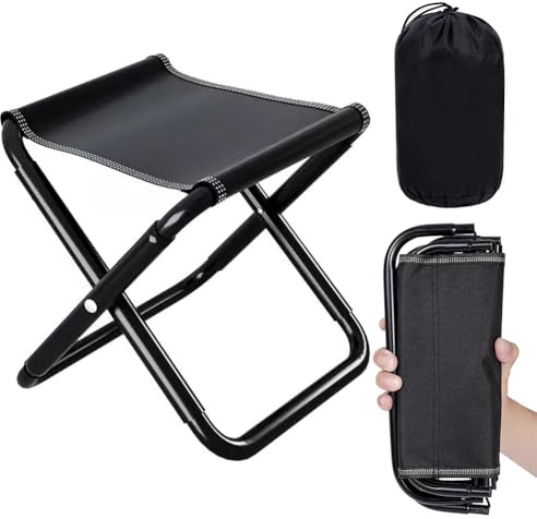 Fouvin Taburete plegable portátil, taburete de camping, taburete plegable para camping, sillas plegables con bolsa de almacenamiento, mini taburete plegable para viajes, senderismo, pesca, jardinería