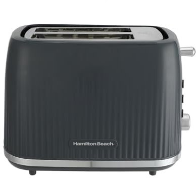 Hamilton Beach Toaster 2 Slice, Miami, 800W, Wide Slots, 7 Browning Levels, Defrost, Reheat & Cancel Functions, Removable Crumb Tray, Cord Storage, Charcoal Grey - HB1420CH