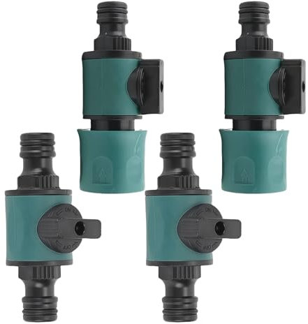 LUMOOM 4 unidades de acoplamiento de manguera de jardín de 1/2 pulgadas, juego de conector rápido con válvula reguladora, práctico conector de manguera y adaptador para mangueras de jardín