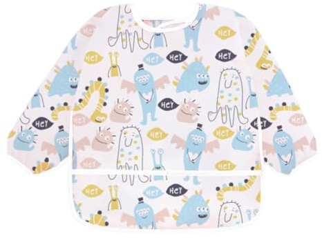 UEIOAVL Baberos para alimentación de bebés, 1 babero con mangas babero de manga larga para destete ropa de bebé para comer babero de lactancia antimanchas impermeable fácil de lavar