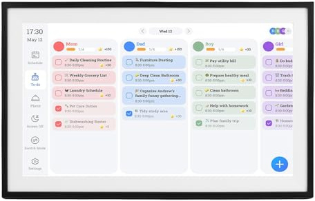 Yechiry Digital Bildram, Smart Digital Kalender 15,6 Tum 32 GB HD Pekskärm Sömlös Molnsynkronisering Anpassningsbara Varningar WiFi Family Calender Planner med App Android 9.0 (Svart ram)