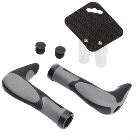 Empuñaduras ergonómicas y amortiguadoras para manillar de bicicleta para una experiencia de conducción cómoda (un par negro-gris)