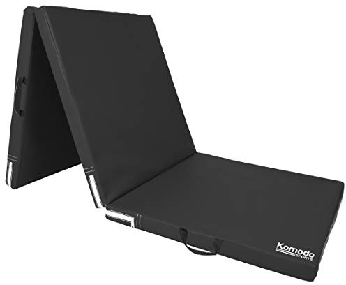 Komodo Tri Folding Yoga Mat 6ft Padded Pilates Floor (Black)