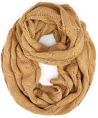 C.C Exclusives Multi Color Cable Knit Infinity Scarf (SF-800) (Camel)