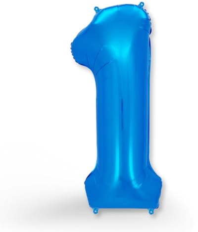 FUNXGO 1 ballon gonflable à l'hélium en forme de chiffre - Rechargeable - Décoration de fête pour 1er anniversaire d'enfant, bébé, mariage - Bleu