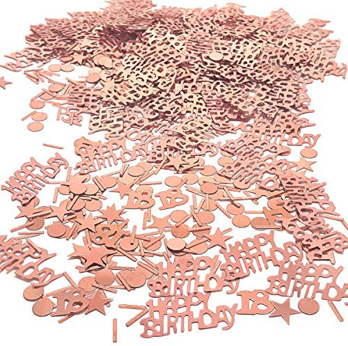 YouU Or Rose 18/30 Ans Anniversaire Décorations pour Filles, Or Rose Joyeux Anniversaire Happy Birthday Table confettis 35g /700 pièces (Or Rose/18 Ans)