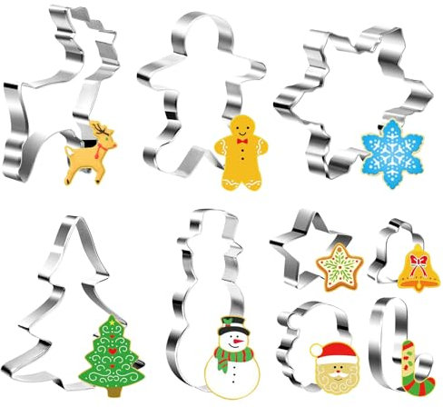Joyoldelf Ausstechformen Weihnachten Edelstahl Ausstecher Set für Fondant Sandwiches Brot Plätzchen Halloween Tortendekorationen, 9 Stück