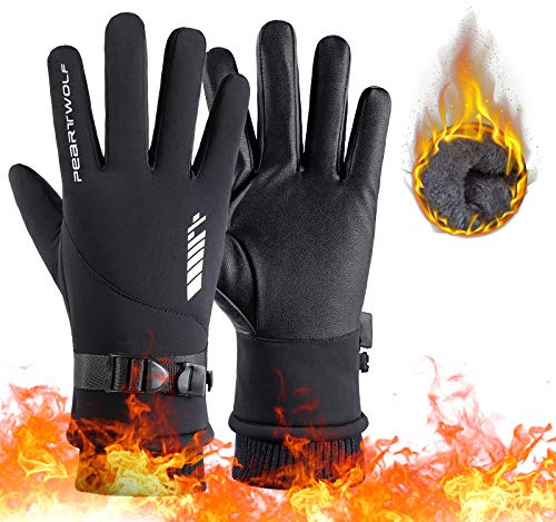 TAGVO Guanti Da Sci Invernali Guanti Da Equitazione Antiscivolo Guanti Regolabili Da Ciclismo Impermeabili e Antivento Touch Screen Clip Anti-Smarrimento Fodera In Velluto Artico -4 ℉