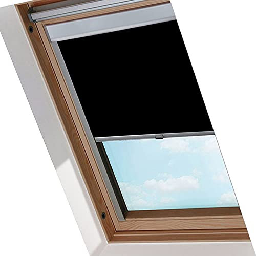 SWANEW Verdunkelungsrollo für Dachfenster, 100% Verdunkelung, Mit Wärmeisolationsfunktion,S08 Schwarz (97.3x116.0cm)