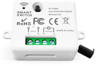 Tedeligo Kit interrupteur sans fil va et vient mini émetteur Radio Sans Fil 433 MHz interupteur sans fil 150 Mètres Plage De Contrôle 2200 Watt Commutateur sans fil Mobile (1 Récepteur)