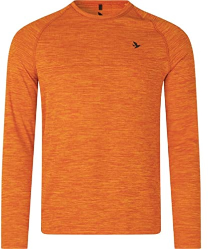 Seeland | T-Shirt Active L/S | Vêtements & Équipement de Chasse pour Professionnels | Design Scandinave Haut de Gamme Durable | Hi-vis Orange, XL