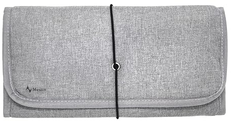 Musiin Sac de rangement pliable pour accessoires de guitare, poches faciles d'accès, médiators, sangle, capodastre, cordes (Gainsboro)