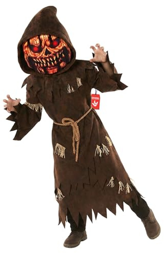 Morph Kids Pumpa Fågelskrämma Kostym Pojkar - Brun Halloweendräkt med Pumpamask till Halloween & Maskerad