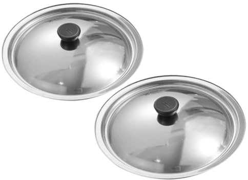 2Pcs Stainless Steel Frying Pan Lids for Skillet with Bakelite Knob