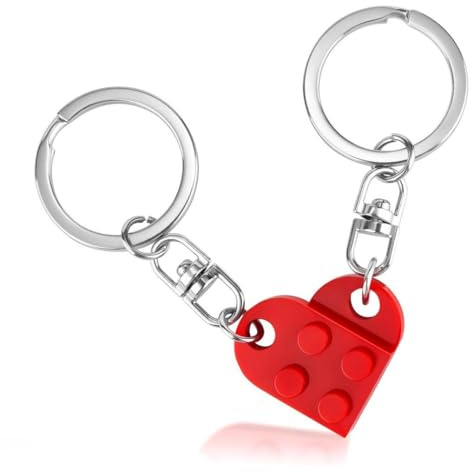 BOBIPRO Couples Matching Stuff Gifts - Red Heart Keychain, Matching Couple Heart Keychains Decorations Christmas Valentines Day Gifts for Boyfriend Girlfriend