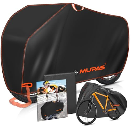MUPAS Housse de Vélo Imperméable, Tissu Oxford 210D Résistant Aux Intempéries, Garage à Vélo, 200 x 110 x 70 CM, Garage à Vélo Extérieur, Imperméable, Anti-Poussière, Avec Trou De Serrure Et Sac
