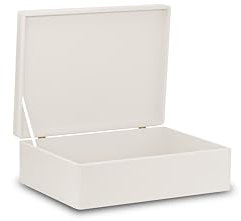 Pinus - Holzkiste mit Deckel 40x30x13,5 cm, Box ohne Griffe, Stabiles Holzbox mit Deckel, Schatztruhe aus Holz mit Klappverschluss, Holzschachtel mit Deckel, Aufbewahrungsbox - Weiß