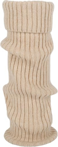 styleBREAKER Dambenvärmare med hög andel ull, extra långa stickade manschetter vinter, enfärgad, flexibel och varm 08030015, Beige, En Storlek