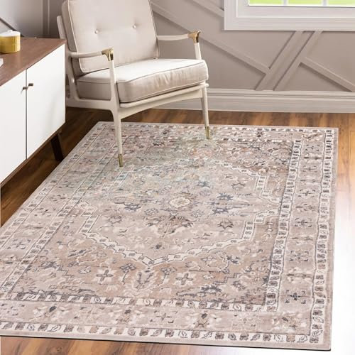 Mazovia Alfombra étnica de color beige oriental, para salón, dormitorio, comedor, oficina, pelo corto, rectangular, certificado Öko-Tex, clásica, beis, 200 x 300 cm