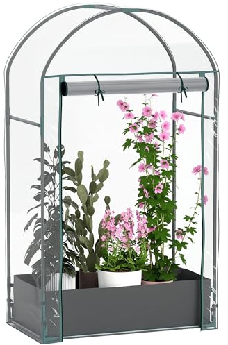 Outsunny Serra da Balcone con Porta a Cerniera 89x50x152 cm Trasparente